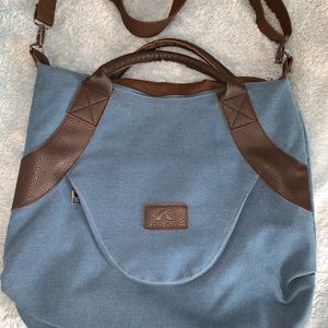 Large Pocket Casual Cross body Canvas Leather Bag